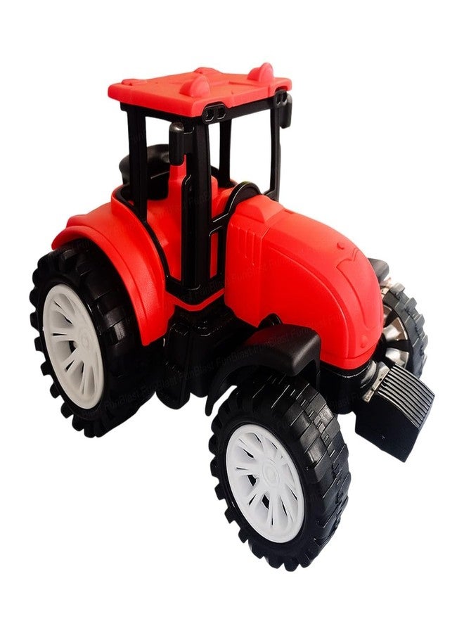 WAKTORO Friction Powered Pull Along Heavy Duty Plastic Tractor Toy with 4 Wheels for Boys & Girls (Multi Color) - Image 1